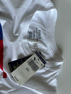 NWT $78 Polo Ralph Lauren Флаг США Белая футболка с короткими рукавами Топ Средний