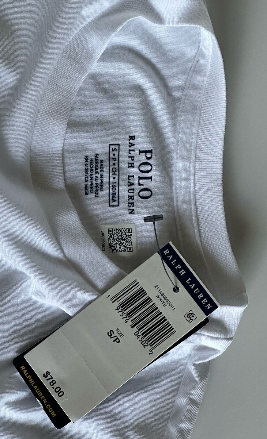 NWT $78 Polo Ralph Lauren Флаг США Белая футболка с короткими рукавами Топ Маленький