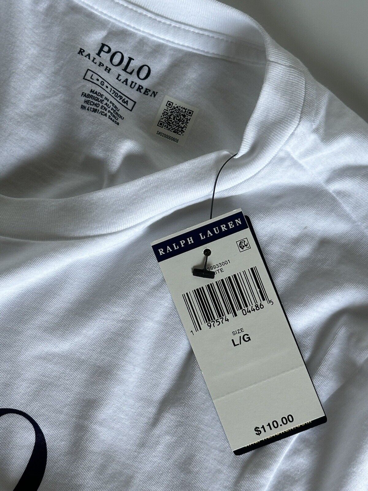 NWT $110 Polo Ralph Lauren Bear White Long Sleeve Cotton T-Shirt Top XL