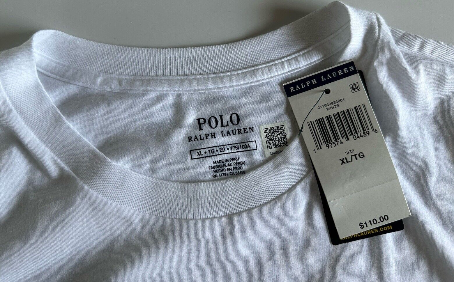 СЗТ $110 Polo Ralph Lauren Bear Белая хлопковая футболка с длинными рукавами Top XL