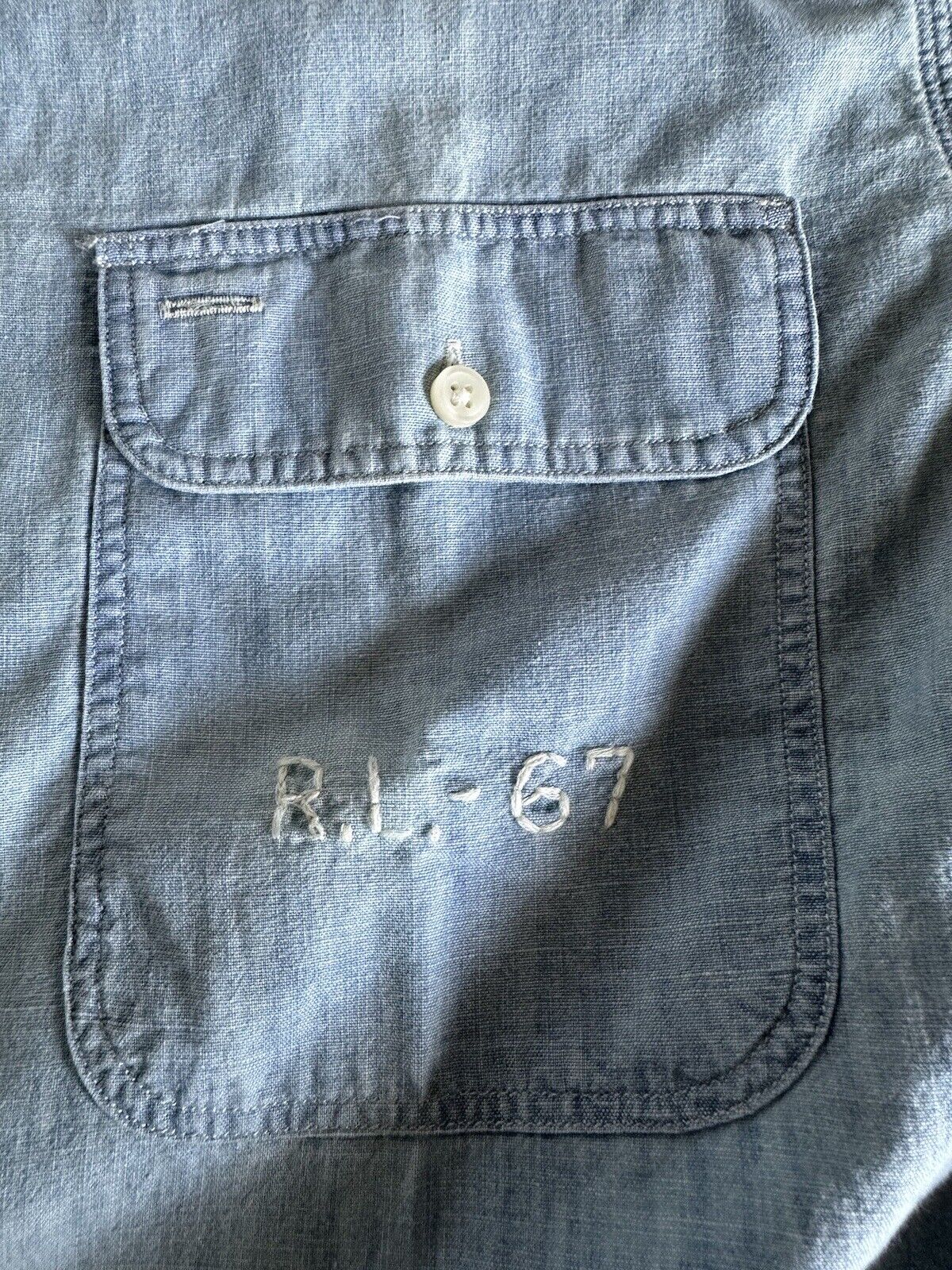 Neu mit Etikett: 148 $ Polo Ralph Lauren Herren-Button-Down-Baumwollhemd in Blau, Größe L