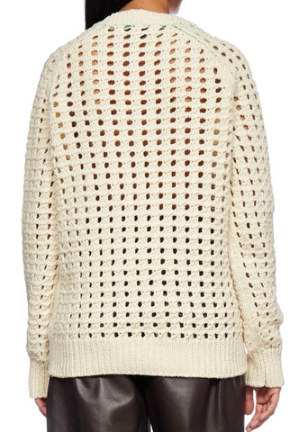 Neu mit Etikett: 1350 $ Bottega Veneta Damen-Pullover aus offener Wolle mit Zopfmuster XS Italien 670133