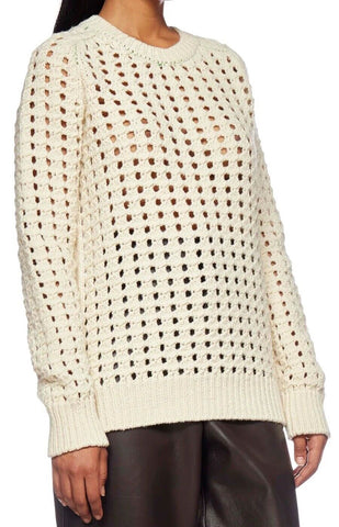 Neu mit Etikett: 1350 $ Bottega Veneta Damen-Pullover aus offener Wolle mit Zopfmuster XS Italien 670133