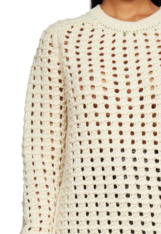 Neu mit Etikett: 1350 $ Bottega Veneta Damen-Pullover aus offener Wolle mit Zopfmuster XS Italien 670133