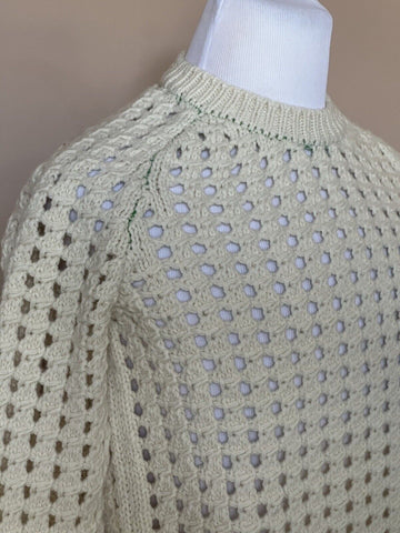 Neu mit Etikett: 1350 $ Bottega Veneta Damen-Pullover aus offener Wolle mit Zopfmuster XS Italien 670133