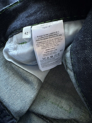 NWT $1200 Bottega Veneta Mid Rise Topstitch Straight Leg Indigo Jeans 6 US (42)