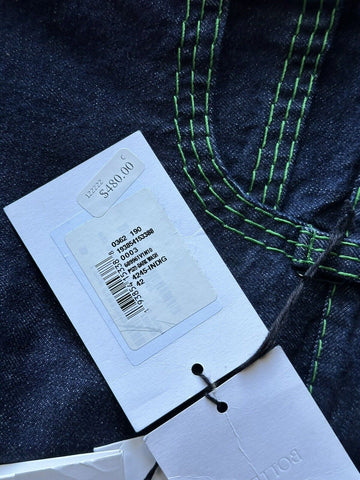 NWT $1200 Bottega Veneta Mid Rise Topstitch Straight Leg Indigo Jeans 6 US (42)