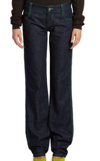 NWT $1200 Bottega Veneta Mid Rise Topstitch Straight Leg Indigo Jeans 6 US (42)