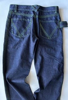 NWT $1200 Bottega Veneta Mid Rise Topstitch Straight Leg Indigo Jeans 6 US (42)