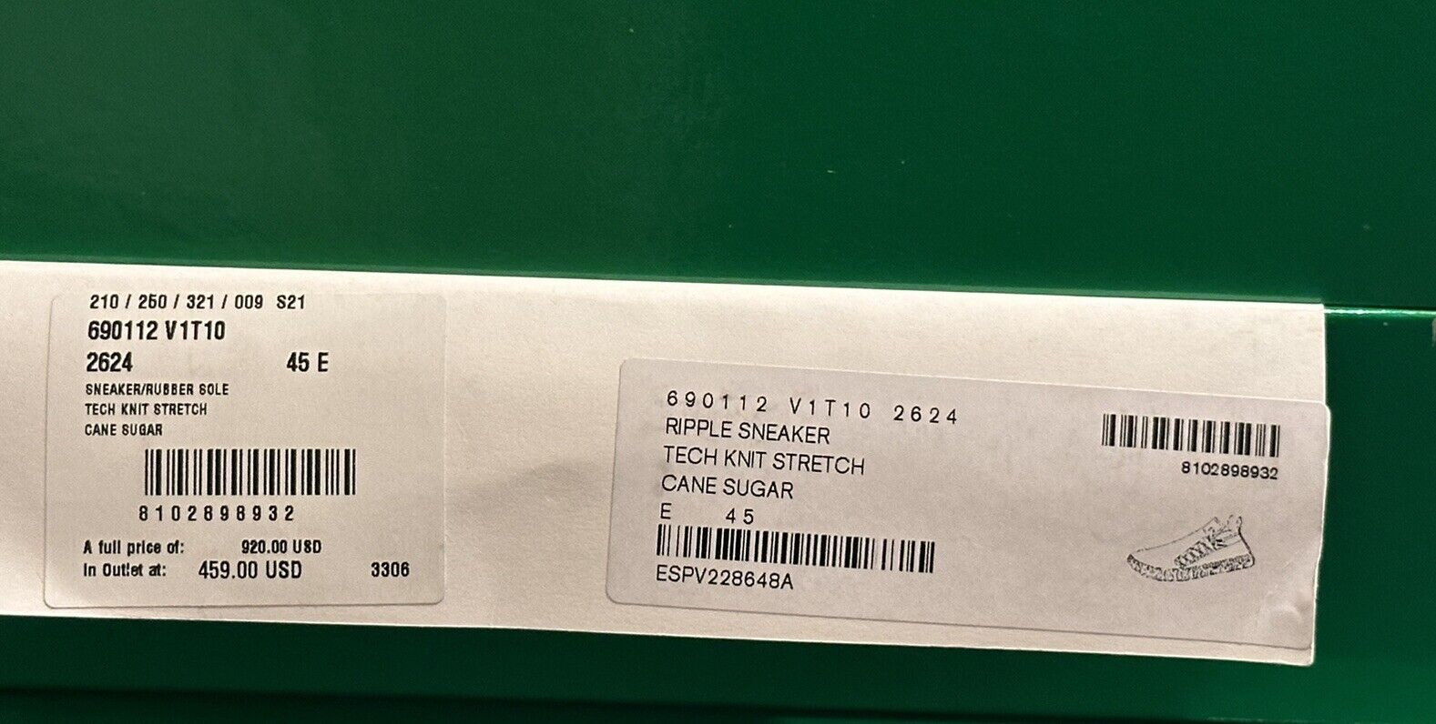 NIB 920 $ Bottega Veneta Tech Knit Cane Sugar Sneakers für Herren 12 US (45 Eu) 690112 