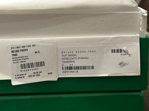 Bottega Veneta Intrecciato Starfish Tangerine Sandals 11 US (44) 651402 NWT $850