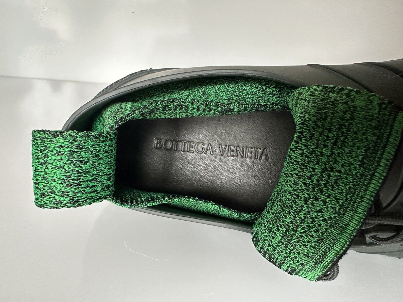 NIB $750 Bottega Veneta Tech Knit Rubber Green Climber Sneakers 9 US 658725 IT