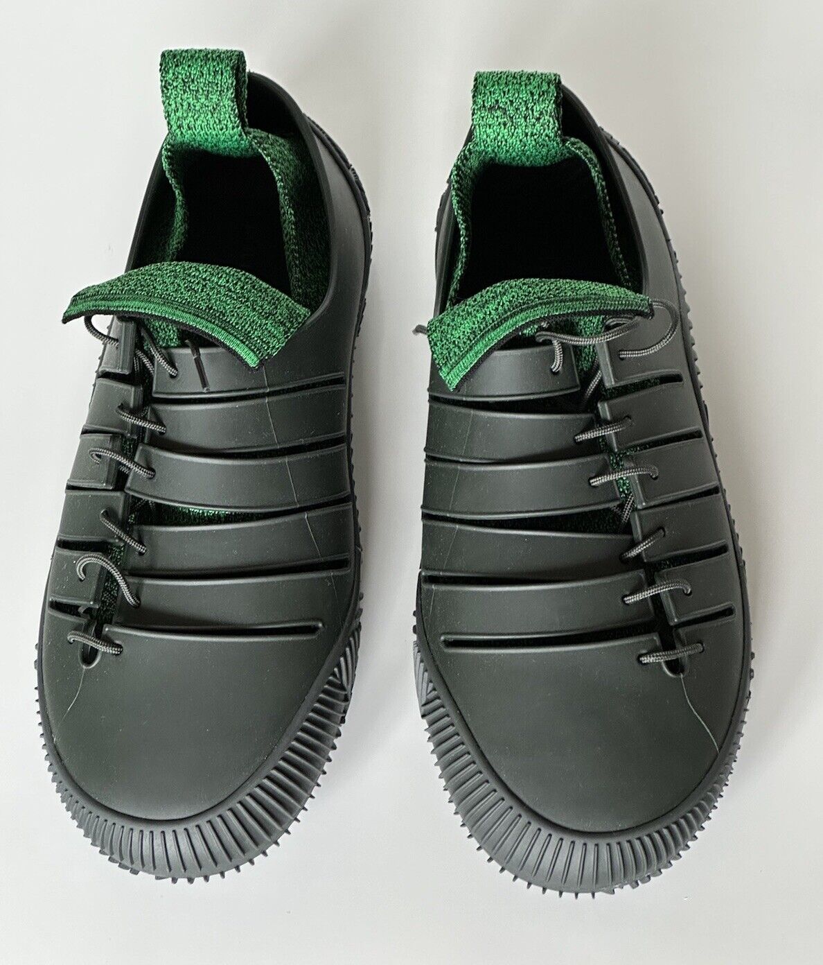 NIB $750 Bottega Veneta Tech Knit Rubber Green Climber Sneakers 9 US 658725 IT