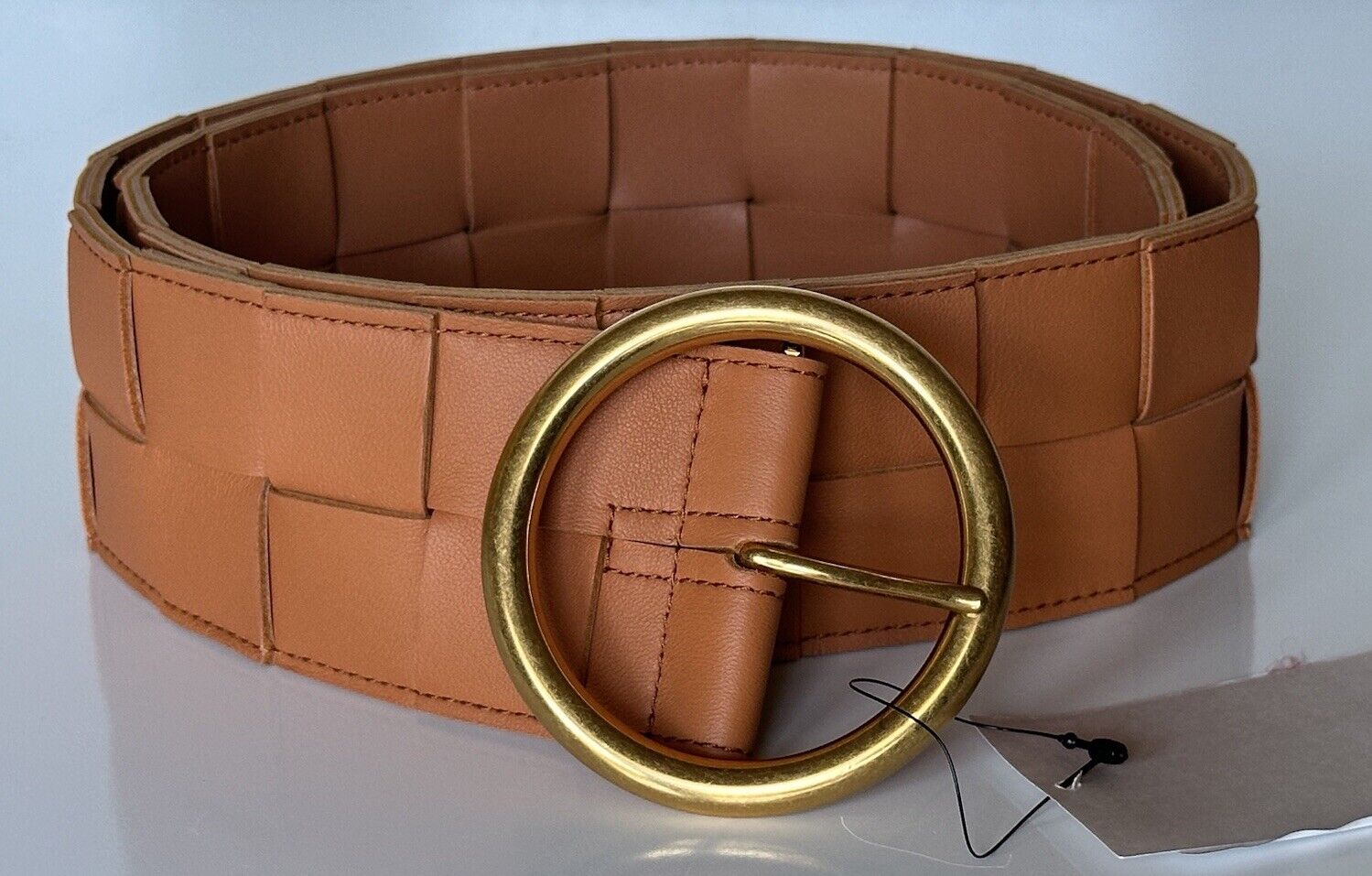 NWT $850 Bottega Veneta Intrecciato Nappa Leather Clay Belt 34/85 IT 577933