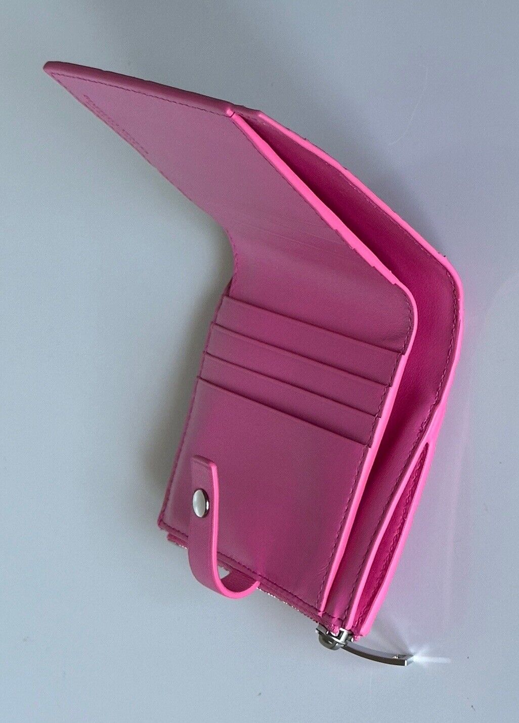 Bottega Veneta Intrecciato Napa Leather Zipper Wallet Pink IT 600270 NWT $630