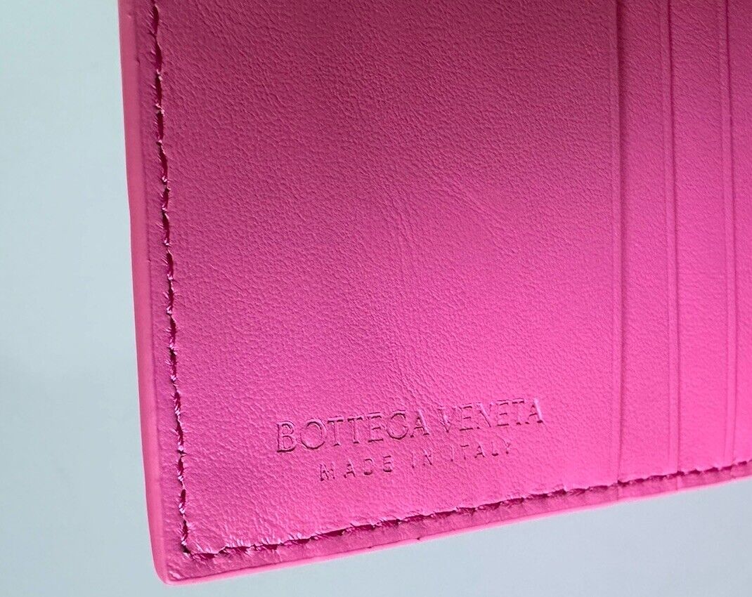 NWT $630 Bottega Veneta Intrecciato Napa Leather Zipper Wallet Pink IT 600270