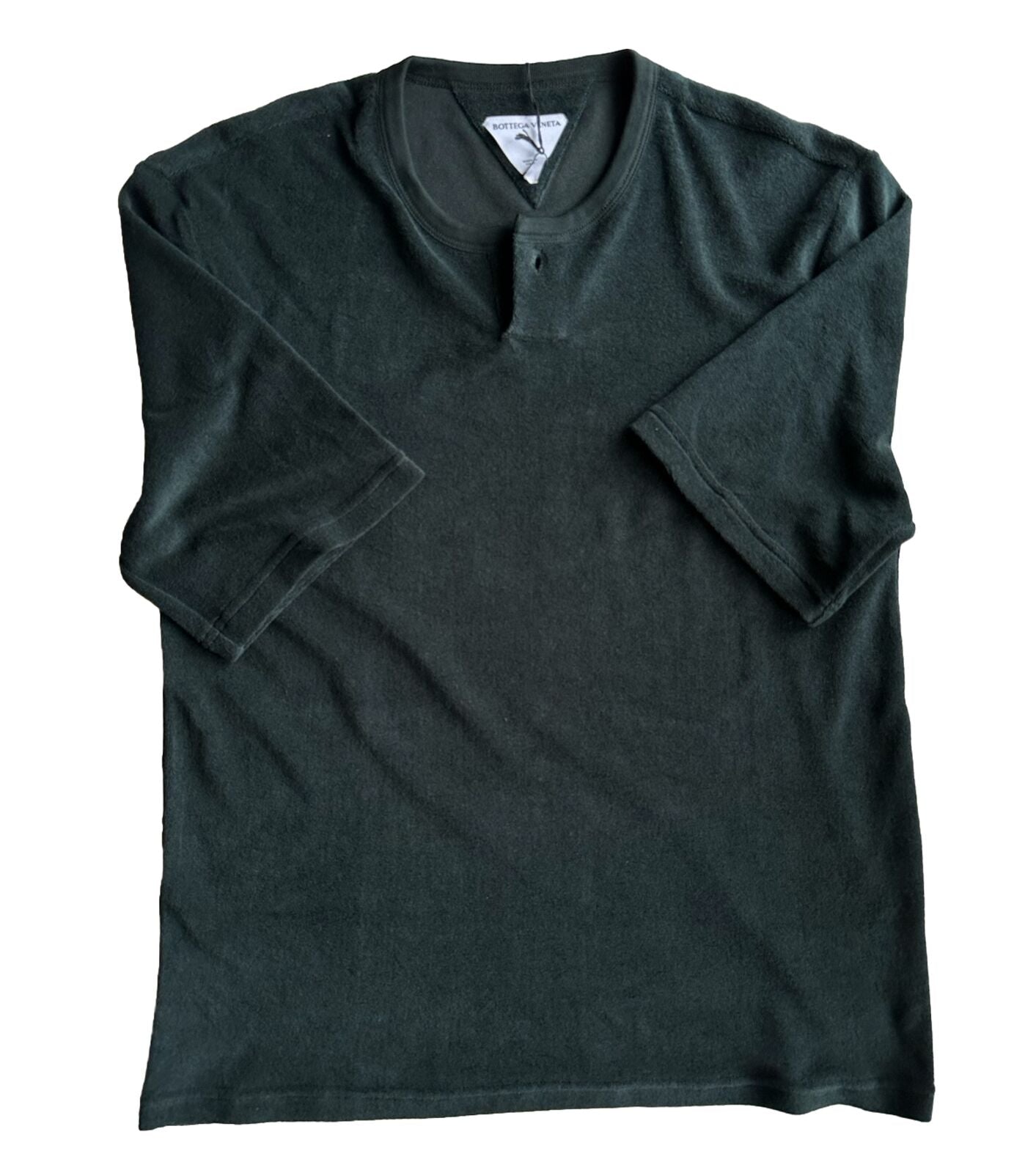 Neu mit Etikett: 550 $ Bottega Veneta Herren-T-Shirt aus Frottee-Jersey Grün XL Italien 656849