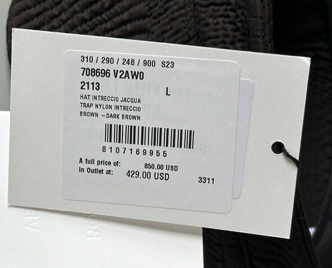 NWT $850 Bottega Veneta Intrecciato с узором Нейлоновая панама Коричневая L IT 708696 