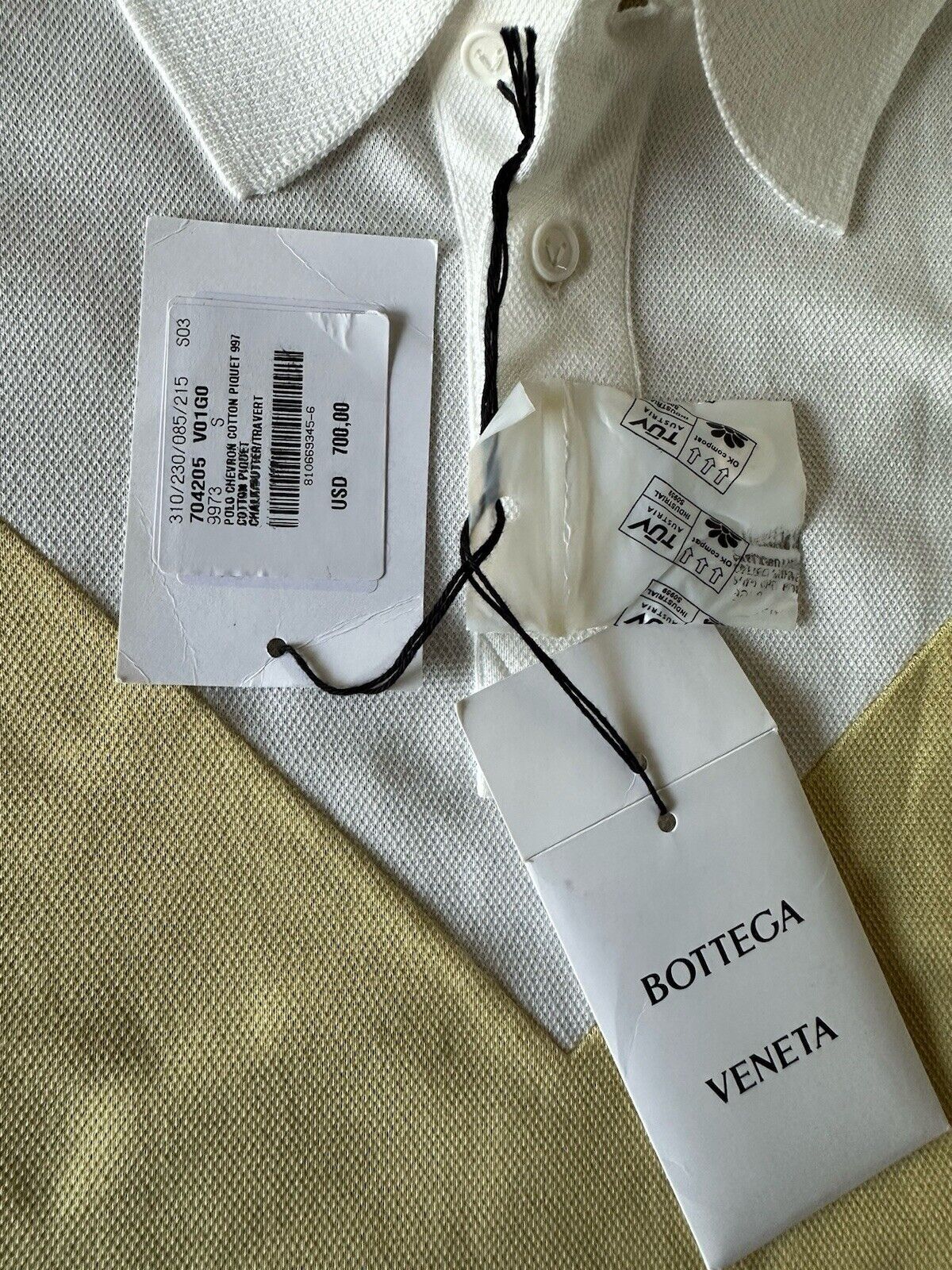 NWT $700 Bottega Veneta Men’s Cotton Piquet Polo Shirt S (Oversized Fit) 704205
