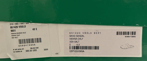 NIB $ 760 Bottega Veneta Kalbsleder Herren Sandalen Schuhe Sea Salt 10 US 651420 