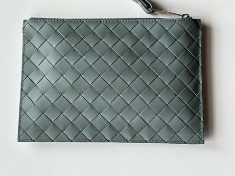 NWT $1000 Bottega Veneta Intrecciato Leather Pouch Case Slate 592643 Italy