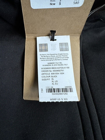 NWT $920 Burberry Check Hoodie Cotton Zip Up Jacket Black Large (Fits M) 8061554