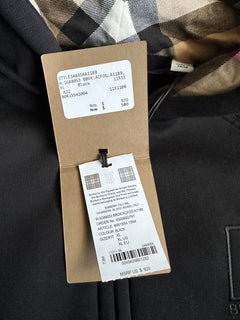 NWT $920 Burberry Check Hoodie Cotton Zip Up Jacket Black Large (Fits M) 8061554