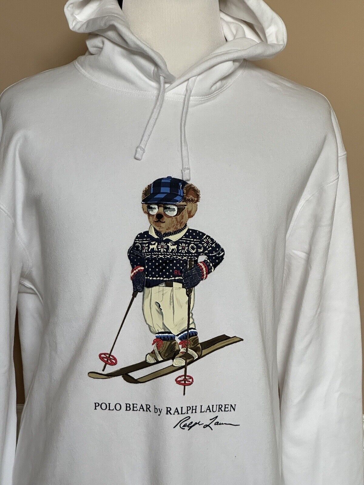 NWT $188 Polo Ralph Lauren Long Sleeve Bear Sweatshirt with Hoodie White 3XB/3TG