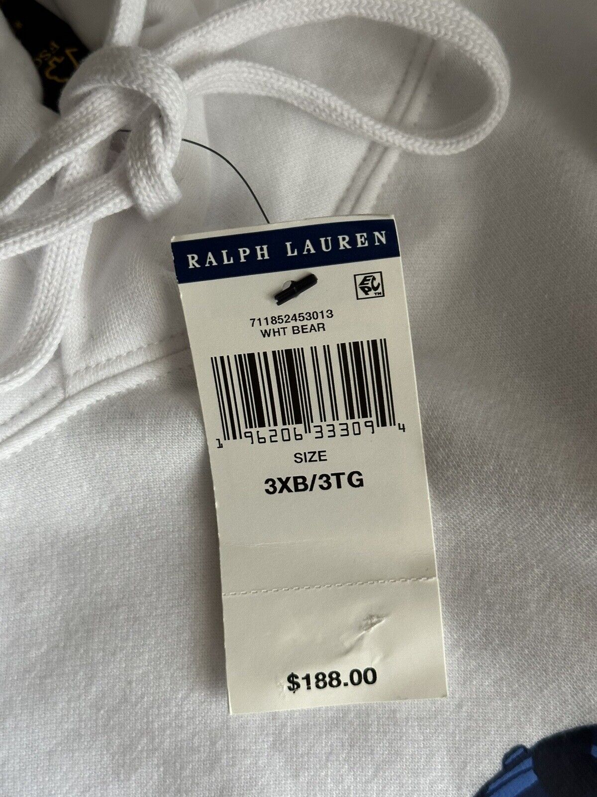 Neu mit Etikett: Polo Ralph Lauren Langarm-Bären-Sweatshirt mit Kapuze, Weiß, 3XB/3TG 