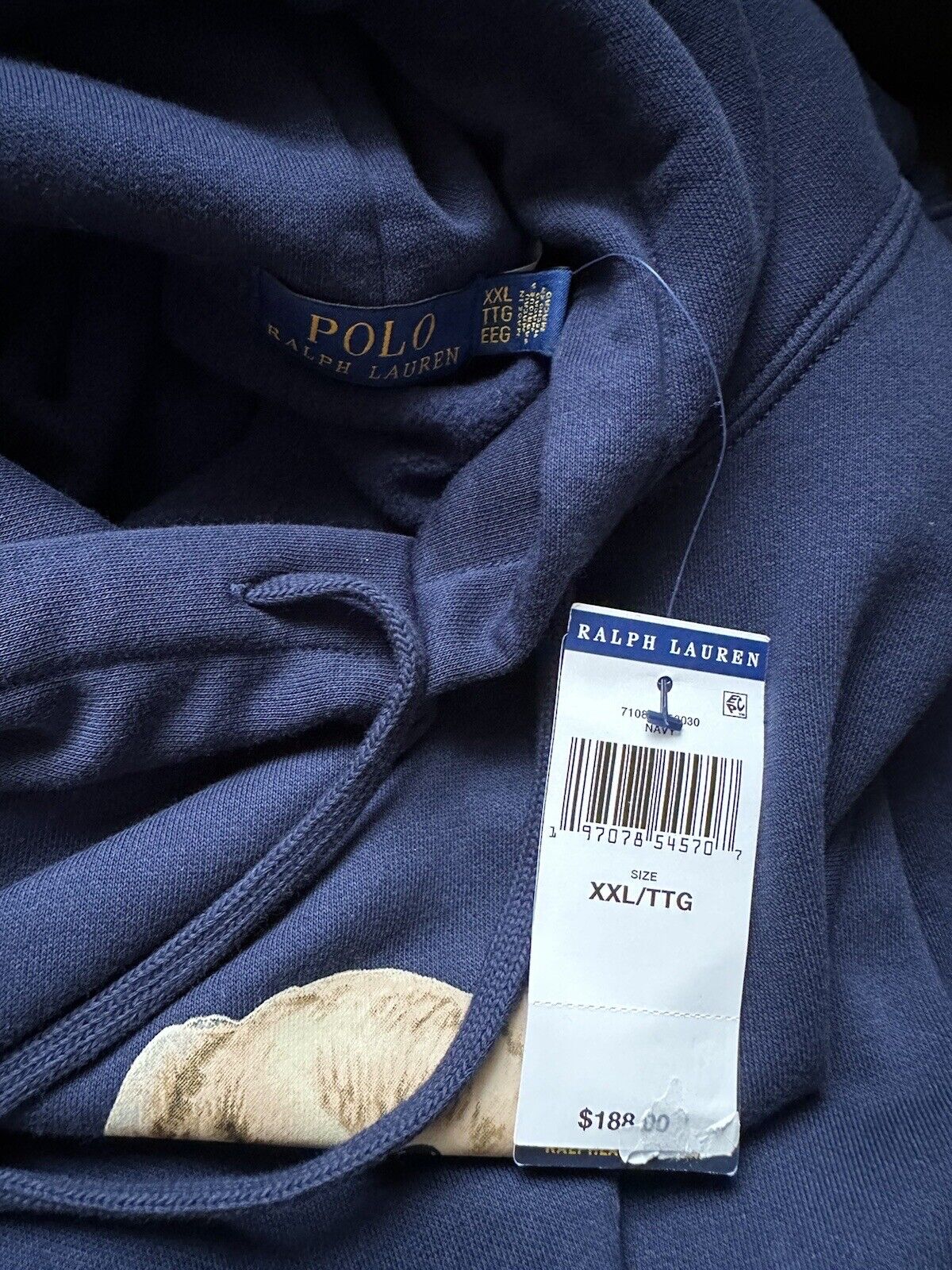 NWT $188 Polo Ralph Lauren Bear Sweatshirt with Hoodie Blue 2XL/2TTG