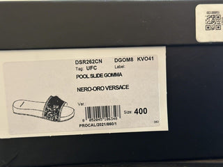Versace Gold Medusa Head Slides Sandals Black 10 US (40 Euro) Italy NIB $450