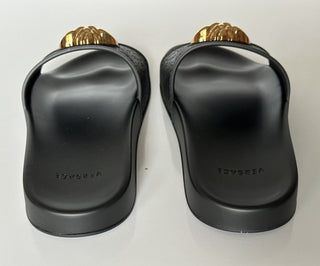 Versace Gold Medusa Head Slides Sandals Black 10 US (40 Euro) Italy NIB $450