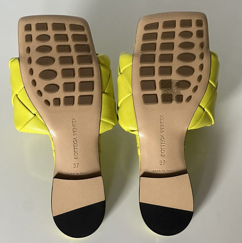 NWT $1350 Bottega Veneta Yellow Lemon Flat Sandals Shoes 7 US (37 Euro) 608853