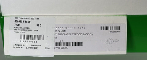 NWT $1350 Bottega Veneta Yellow Lemon Flat Sandals Shoes 7 US (37 Euro) 608853