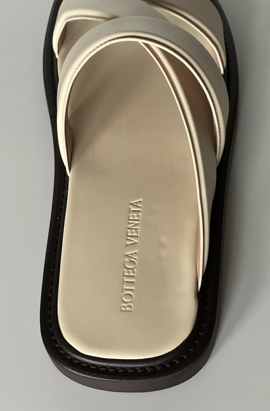NIB $760 Bottega Veneta Calf Leather Mens Sandals Shoes Sea Salt 13 US 651420