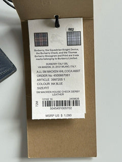 NWT Burberry Маленькая кожаная сумка через плечо Macken House в клетку дерби, синяя 39972051