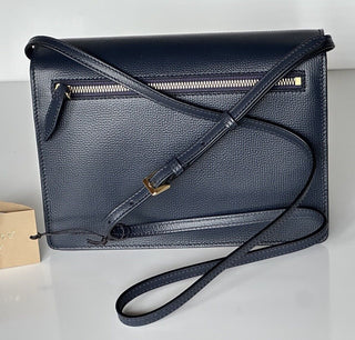 NWT Burberry Маленькая кожаная сумка через плечо Macken House в клетку дерби, синяя 39972051