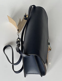 NWT Burberry Маленькая кожаная сумка через плечо Macken House в клетку дерби, синяя 39972051