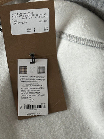 СЗТ $920 Толстовка с капюшоном в клетку Burberry Хлопковая куртка на молнии Серая, размер XL (размер L) 8061557