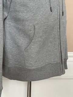 NWT $920 Burberry Check Hoodie Cotton Zip Up Jacket Gray XL (Fits L) 8061557