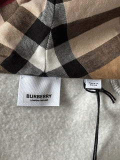 NWT $920 Burberry Check Hoodie Cotton Zip Up Jacket Gray XL (Fits L) 8061557