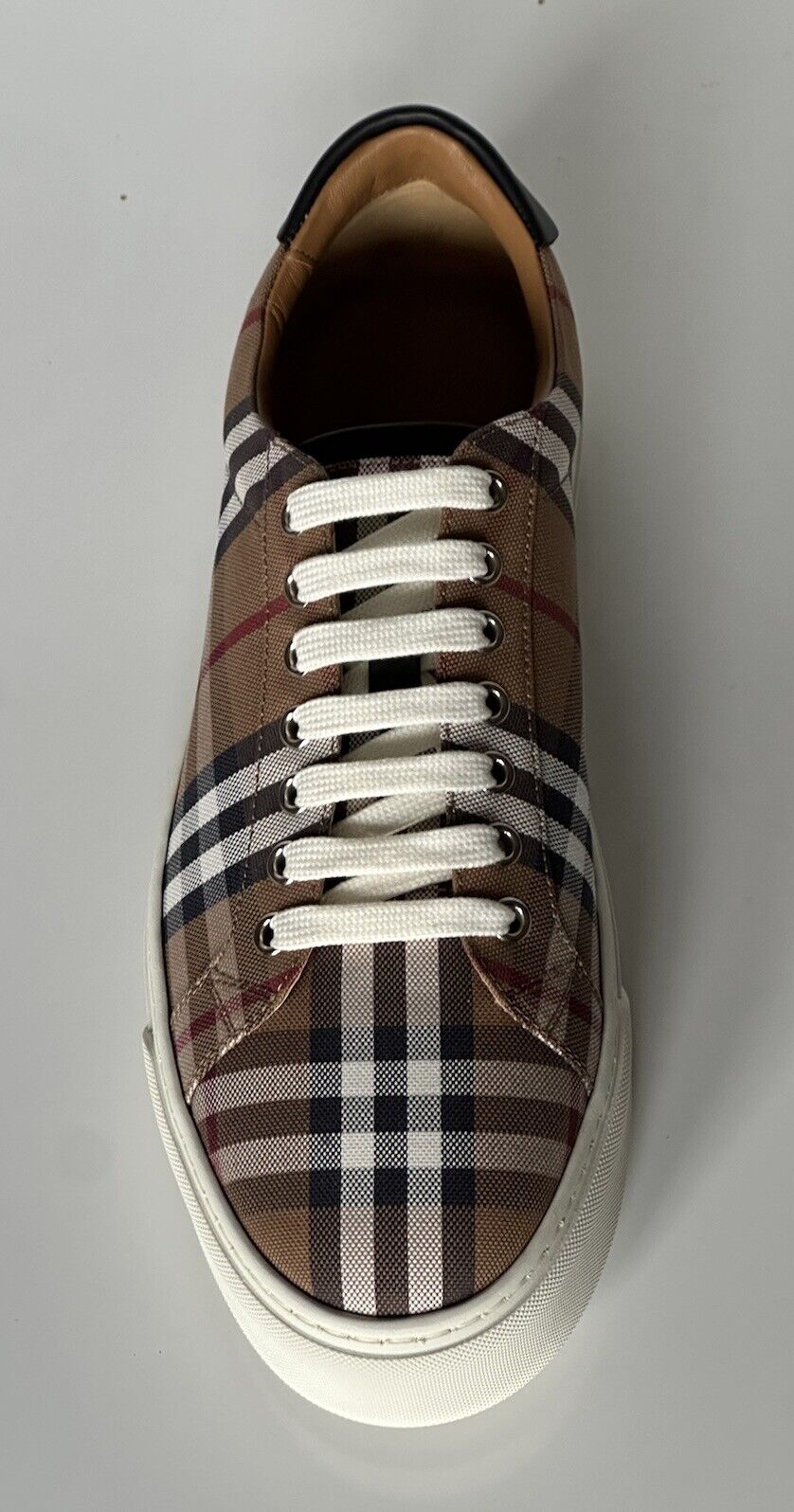 NIB $650 Burberry Men's Birch Brown Checks Low Top Sneakers 9 US (42 Eu) 8048156