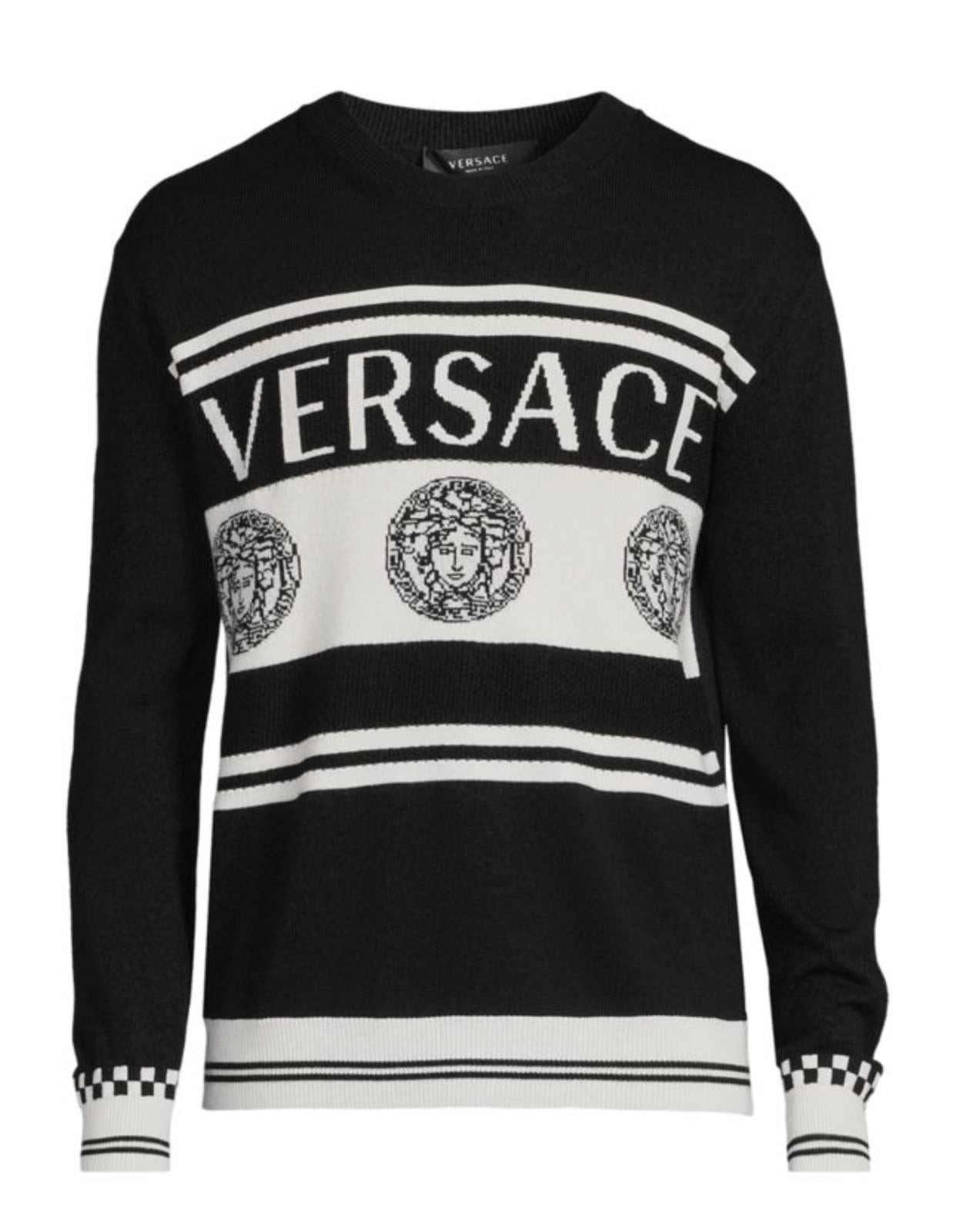 NWT Versace Medusa Logo Wool Knit Sweater Black 40 US (50 Eu)  Italy A86467
