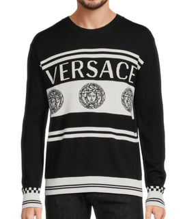 NWT Versace Medusa Logo Wool Knit Sweater Black 40 US (50 Eu)  Italy A86467