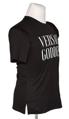NWT $775 Versace Goddess Logo T-Shirt  6 US (40 Euro) Black 1A06529 Italy