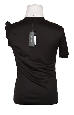 NWT $775 Versace Goddess Logo T-Shirt  6 US (40 Euro) Black 1A06529 Italy