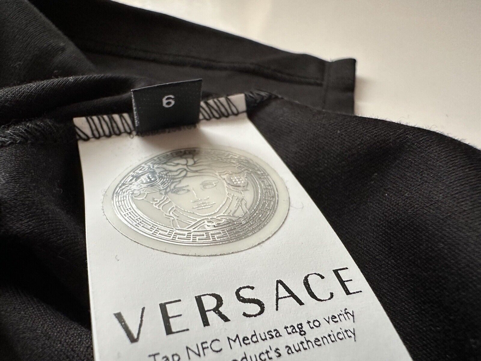 NWT $775 Versace Goddess Logo T-Shirt  6 US (40 Euro) Black 1A06529 Italy