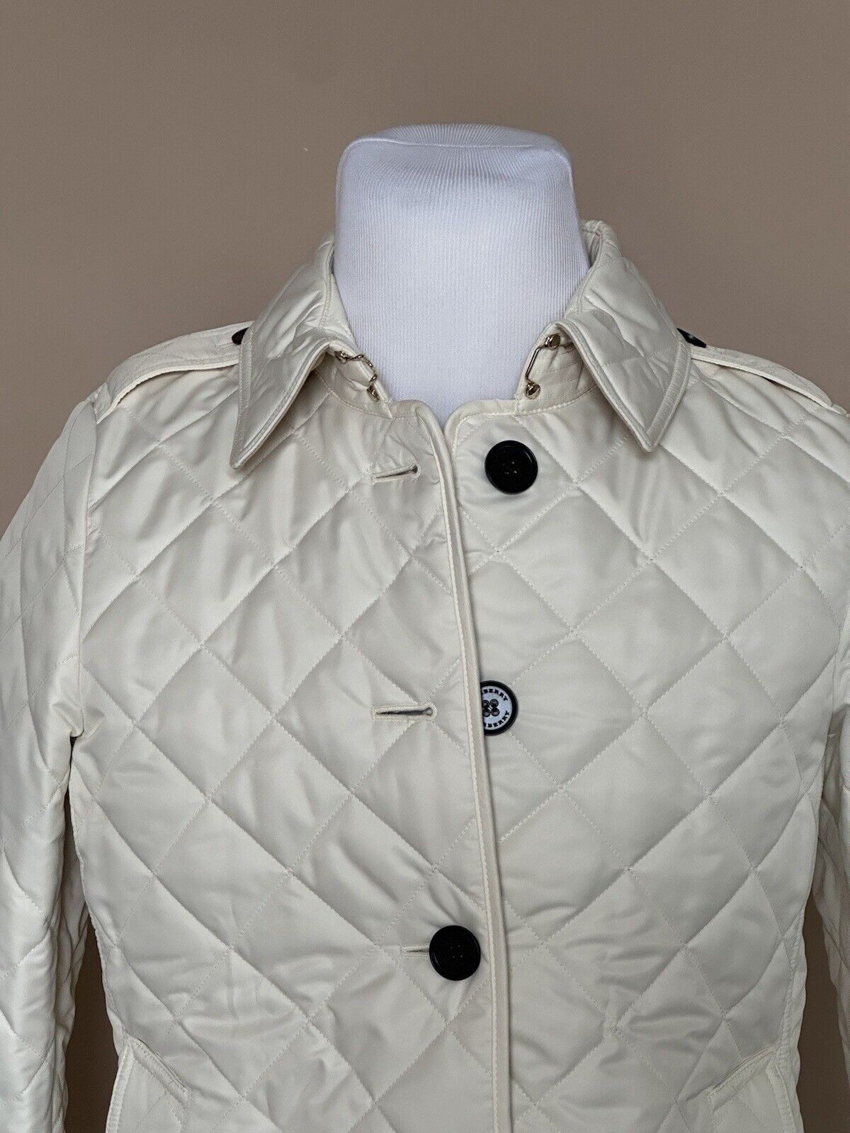 NWT $960 Burberry Frankby Quilted Diamond Soft Sand Womens Jacket  Large 8067767