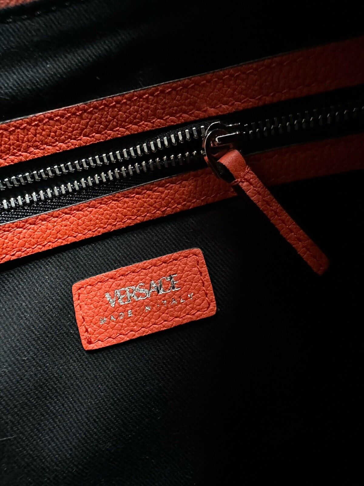 NWT $1925 Versace Silver Medusa Head Calf Leather Small Orange Hobo Bag 1007680