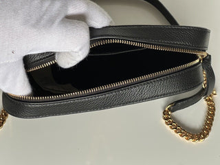 NWT $1325 Versace Virtus Grainy Calf Leather Black Small Shoulder Bag 1005969 IT